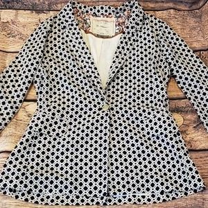 Anthropologie cartonnier blue and white blazer